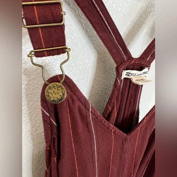 Billabong Bella Day Burgundy Multi Striped Culotte Jumpsuit XS - Picture 6 of 12